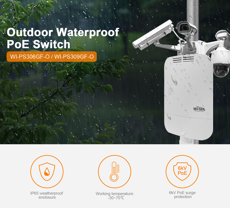 Outdoor PoE Switch - 8 PoE+ Gigabit Ports + 2 SFP, 116W for IP Cameras and Networking