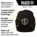 Heavy Knit Hat, Black, Vintage Patch Logo