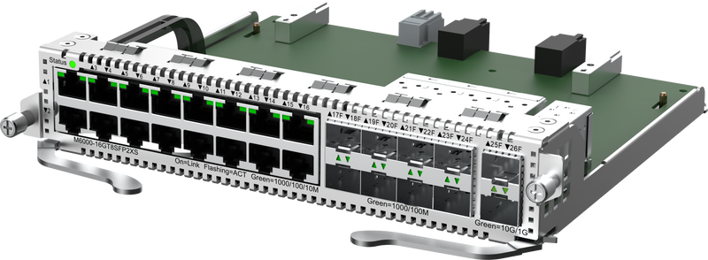 Card with 16 RJ45 Ports 1Gb, 8 SFP Ports1Gb and 2 SFP+ Ports 10Gb for RG-NBS6002 Chassis