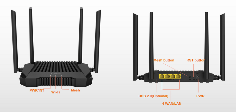 AX3000 Dual Band Gigabit Wi-Fi 6 Mesh Router 2X2 / OFDMA+MU-MIMO, 5G 2X3 omnidirectional multi-band high-gain antennas (Black Series).