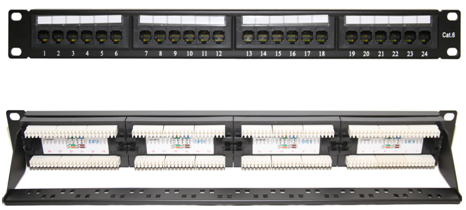 19-inch Patch Panel UTP Cat6, 24-Port, 1U with Cable Organizer
