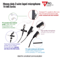 3 Wire Lapel Microphone for KENWOOD TK3230/3000/3402/3312/3360/3170,NX240/340/220/320/420