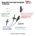 2 Wire Lapel Microphone for Kenwood TK3230/3000,NX240/340/220/320/420, TKD240/340