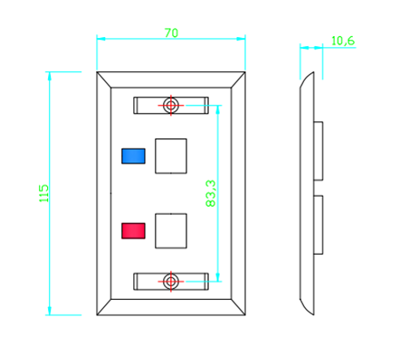 Face Plate, 2-Port Output with Space for Label - White