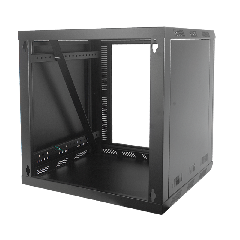 19" 12U Wall Mount Cabinet, Single Section, Tempered Glass, Welded frame