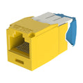 The Category 6A, RJ45, 8-position, 8-wire, 10 Gb/s UTP Mini-Com universal jack module has TG-style termination and is Yellow