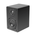 Book shelf, 4in glass fiber woofer, 1in aluminum tweeter, rear ported, black matte finish, 5-40 watts, 8ohms