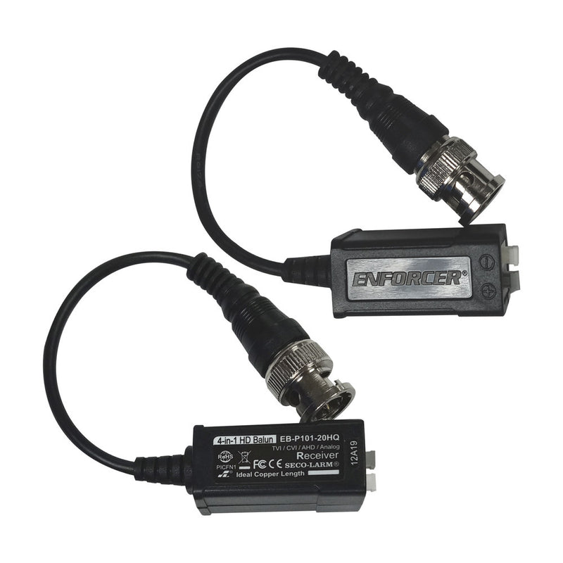 Balun de vídeo HD pasivo 4 en 1 con cable flexible de 6'