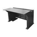 Monitoring and Control Professional Station for Video Surveillance, Access Control, Alarms Central Purposes. Dark Metal and Wood