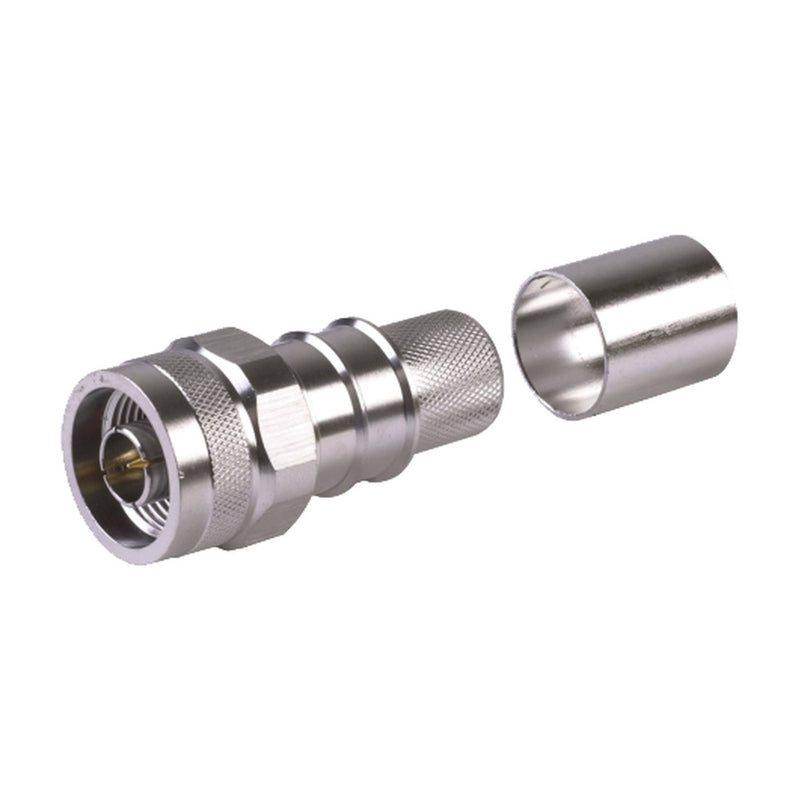 N Male Crimp Connector, Non-Solder Pin for LMR600 Coax Cable