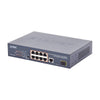 Unmanaged Switch 8 ports 10/100 PoE 802.3af/at, 120W PoE Budget, 1 Uplink Port 10/100/1000 and 1 SFP 100/1000