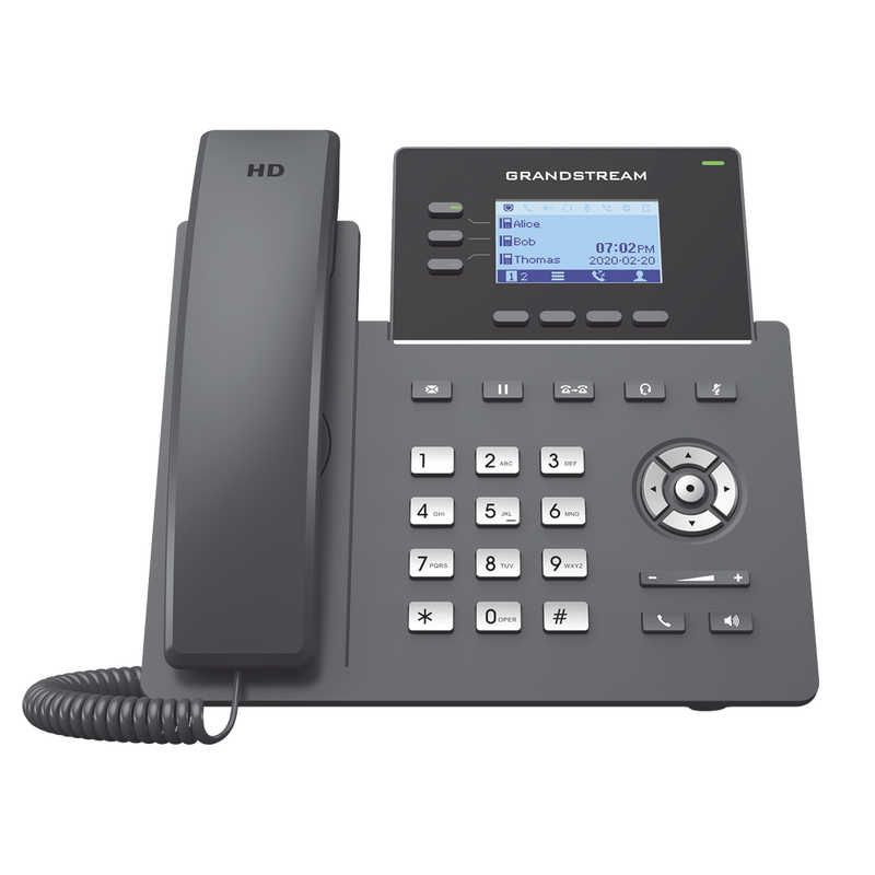 Carrier-Grade IP Phone, 3 SIP lines with 6 accounts, Gigabit ports, Opus codec, IPv4/IPv6 with GDMS cloud management