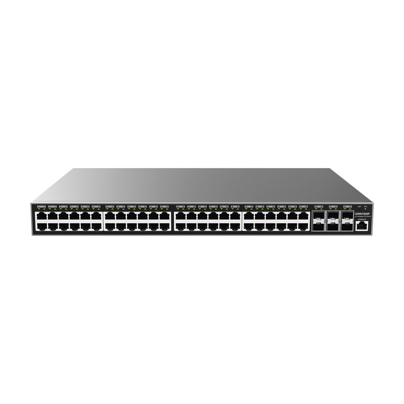 Managed Gigabit PoE+ Switch / 48 ports 10/100/1000 Mbps + 6 SFP+ Uplink Ports / Up to 400W / Compatible with GWN Cloud.