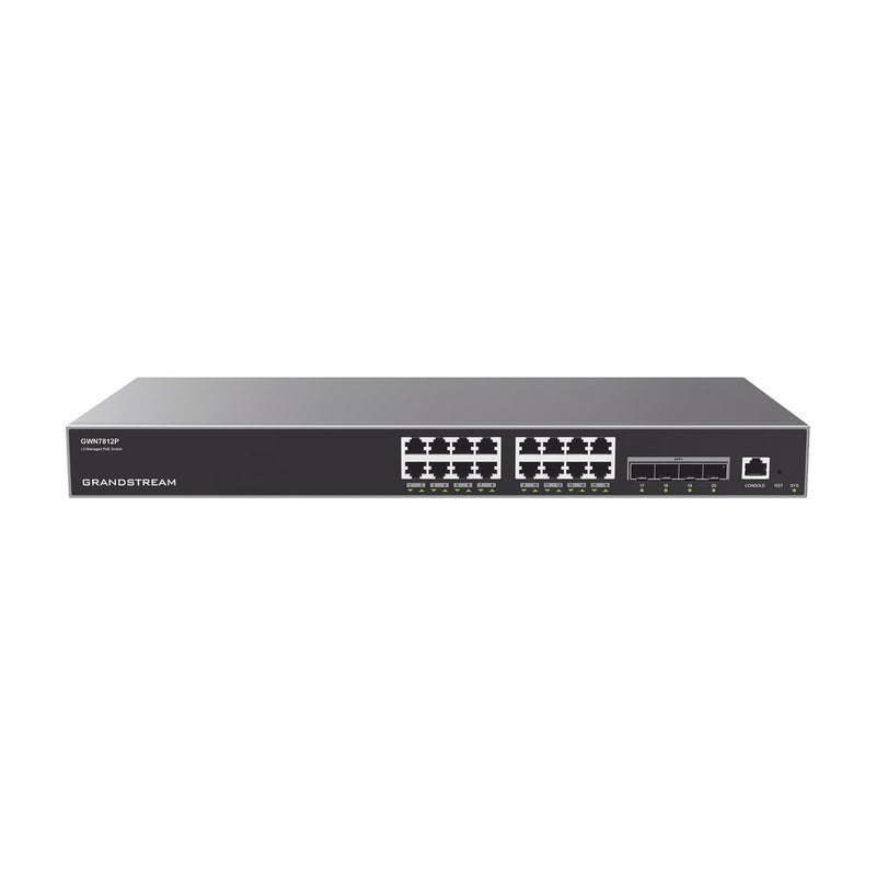 Managed Gigabit PoE+ Switch / 16 ports 10/100/1000 Mbps + 4 SFP Uplink Ports / Up to 240W / Compatible with GWN Cloud.