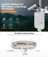 Outdoor Waterproof 250 Meters Long-range PoE Switch, 4 10/100Mbps RJ45 PoE Ports and 1 10/100Mbps Uplink Ethernet Port, 6kV PoE surge protection