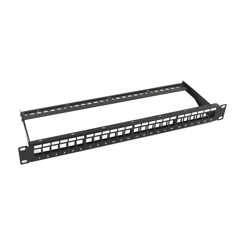 Modular Patch Panel, 24-port, 1U, with Cable Management Bar
