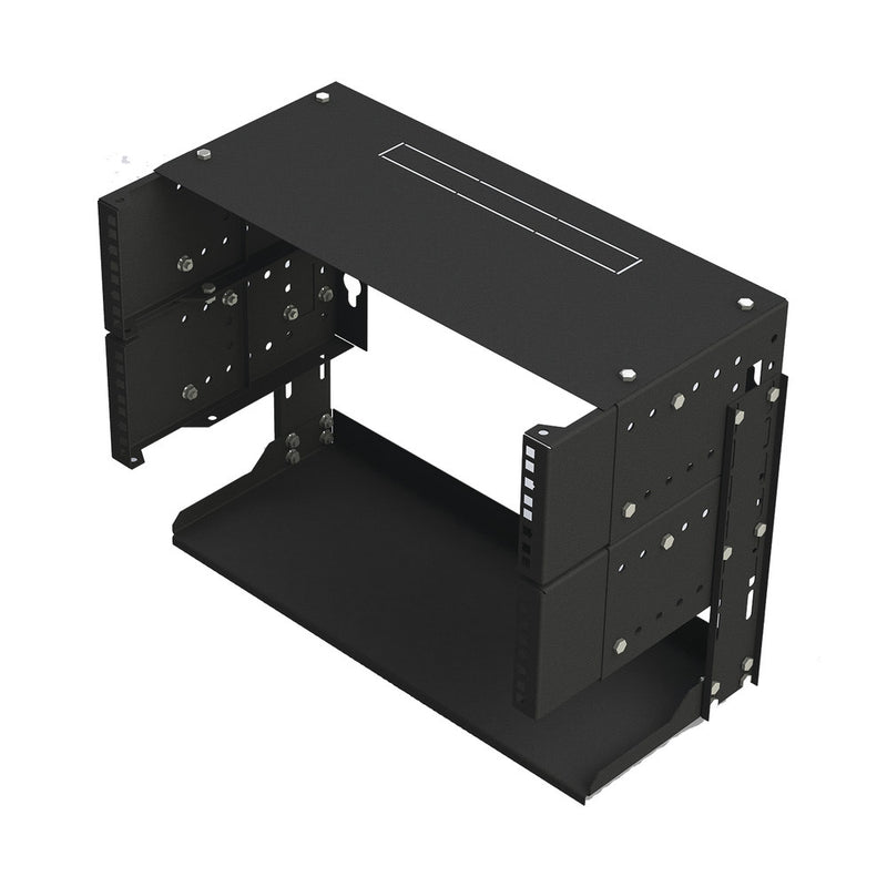 19' 5U Open Rack, Adjustable Depth 8' ~ 12' with Multiple Use Tray