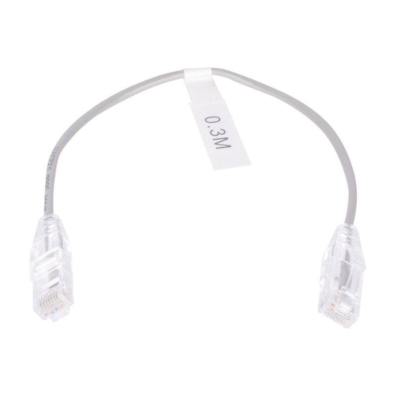 Slim Patch Cord UTP Cat6 - 0.98 ft (30 cm) Gray, Reduced Diameter (28 AWG)