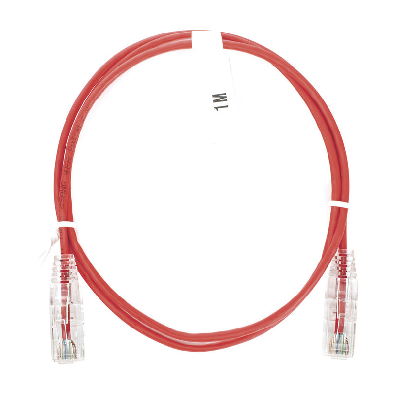 Slim Patch Cord UTP Cat6 3 ft Red 28 AWG