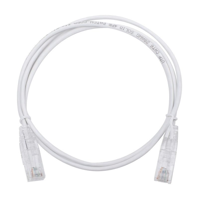 Slim Patch Cord UTP Cat6 - 3.28 ft (1 m) White, Reduced Diameter (28 AWG)