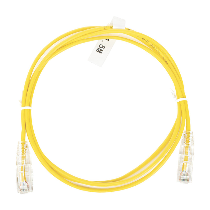 Slim Patch Cord UTP Cat6 5 ft Yellow 28 AWG
