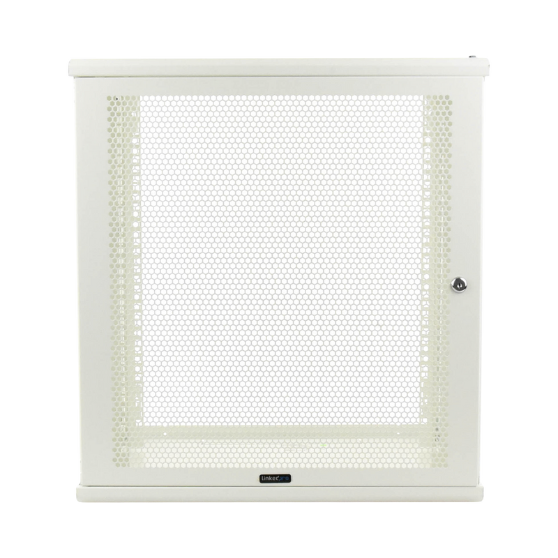 Linkedpro Wall Mount Enclosure, 19in, Perforated Door, 12 RU, 13.15 in (334 mm) Work Depth, White. Shipped fully ASSEMBLED.