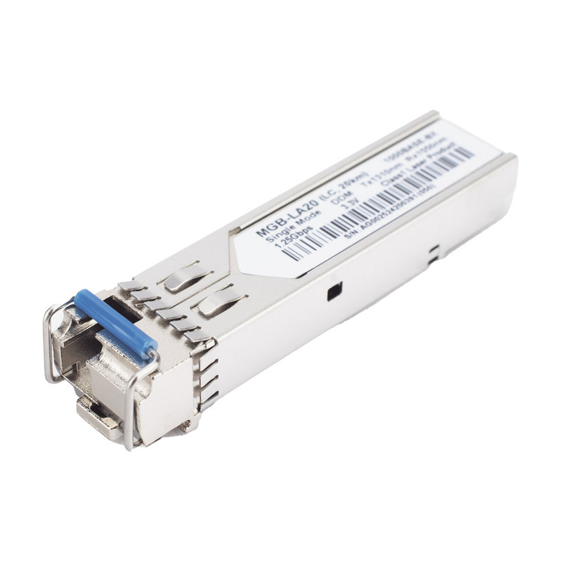 WDM Transceiver mini-Gbic SFP 1G LC TX:1310nm RX:1550 for Mono Mode Fiber 20 Km, (Requires MGB-LB20)