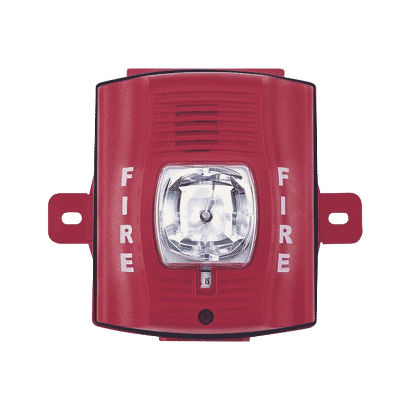 Red Two Wire Outdoor Horn Strobe Wall Mount