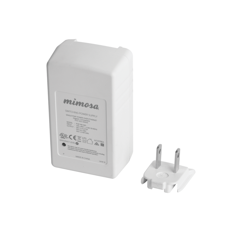 Passive Gigabit PoE Wall Injector for B5-Lite, C5 (MC5) and C5c from Mimosa Networks, Output voltage 56 Vdc - PN 100-00051