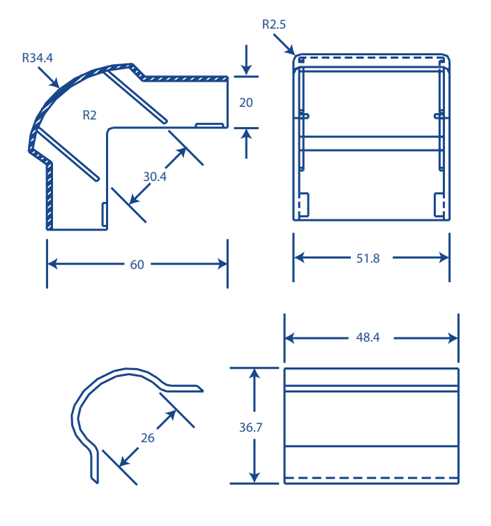 Esquina exterior blanca compatible con PT48 (6110-01002)