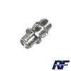 Double N Female Bulkhead Adapter, front Mount with Double D Flat and Silver Plated Body