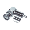 R/A BNC Male Connector to Crimp on RG-58/U, RG-142/U Cables, Nickel /Gold /PTFE.