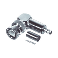 R/A BNC Male Connector to Crimp on RG-58/U, RG-142/U Cables, Nickel /Gold /PTFE.