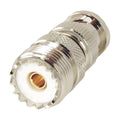 50 Ohm Line Adapter from BNC Male to UHF Female (SO-239) Connectors, Nickel/ Gold/ Delrin.