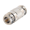 50 Ohm Straight Barrel Adapter, from N Female to N Female Connector, Silver/ Gold/ PTFE.