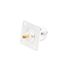 50 Ohm N Female connector, 4-Hole Panel Mount, 18 mm, Silver/ Gold/ PTFE.