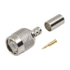 TNC Male Connector for Crimp on RG-58/U, LMR-195, Nickel/ Gold/ Delrin.