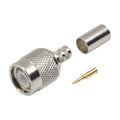 TNC Male Connector for Crimp on RG-58/U, LMR-195, Nickel/ Gold/ Delrin.