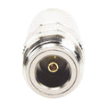 Adaptador recto de conector macho TNC a hembra N, níquel/oro/PTFE.