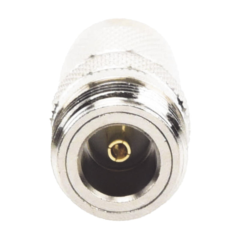 Adaptador recto de conector macho TNC a hembra N, níquel/oro/PTFE.