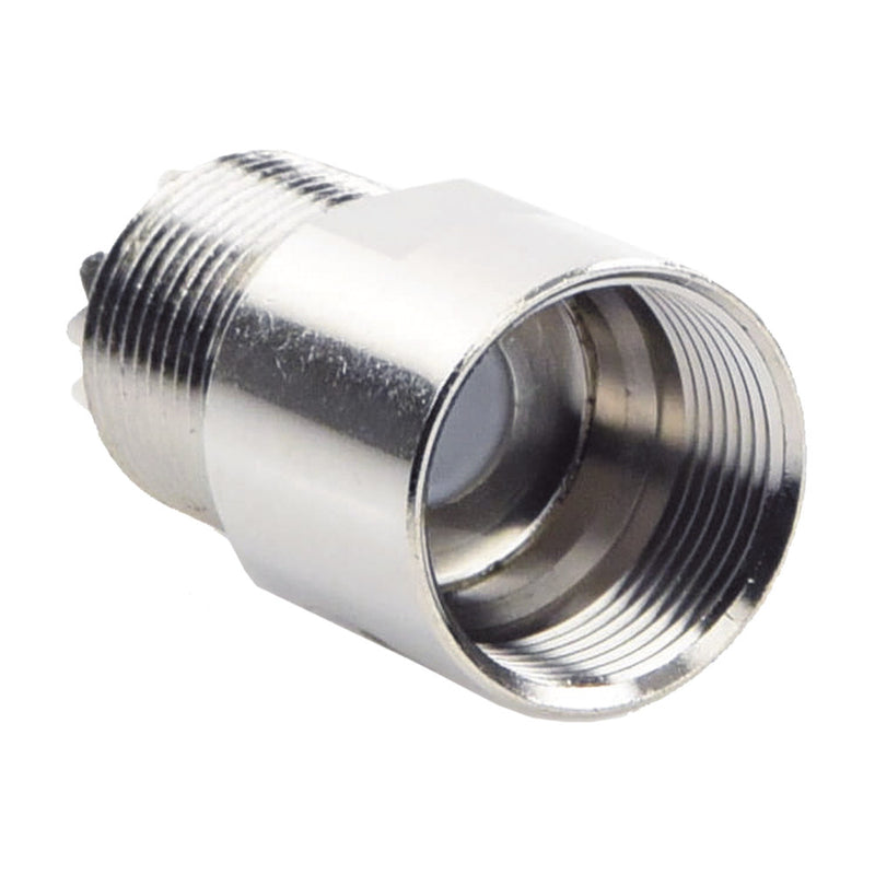 Straight UHF Female Connector (SO-239) to Clamp RG-8/U, 9913, LMR-400 Cables, Nickel/ Silver/ PTFE.