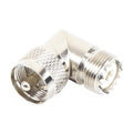 Right Angle Adapter, from UHF Male (PL-259) to UHF Female (SO-239) Connector, Nickel/ Gold/ Delrin.
