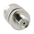Adaptador recto de Mini UHF hembra a UHF macho (PL-259), níquel/oro/PTFE.