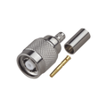 Reverse Polarity TNC Male Connector to Crimp on RG-58/U Cable, Nickel/ Gold/ PTFE.