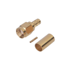 Reverse Polarity SMA Male connector for RG-142/U cable crimp, Gold/Gold/PTFE.