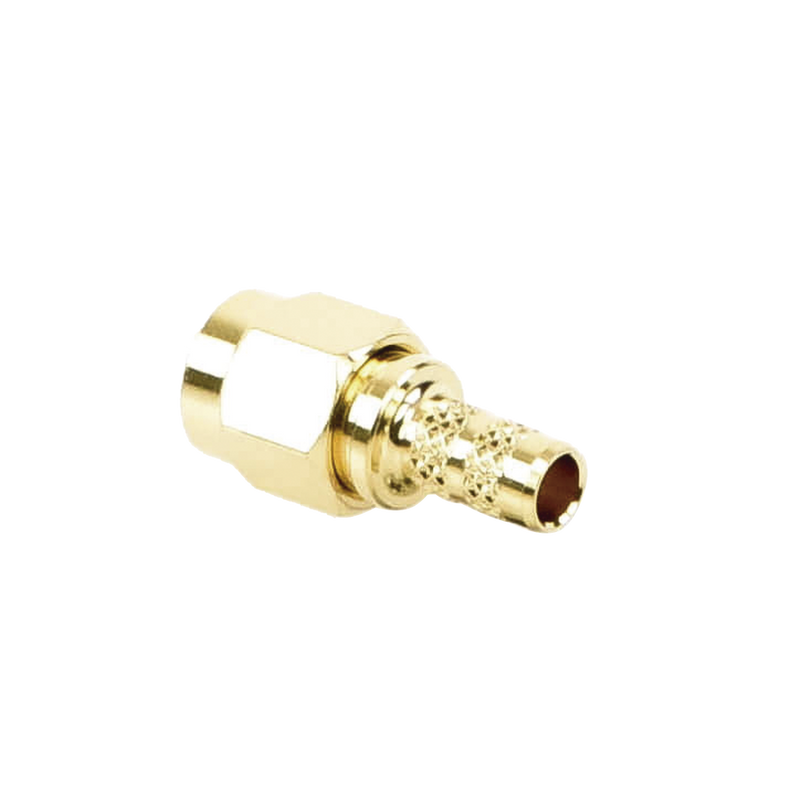 SMA Male Connector for Crimp on RG-58/U Cable, Gold/Gold/PTFE