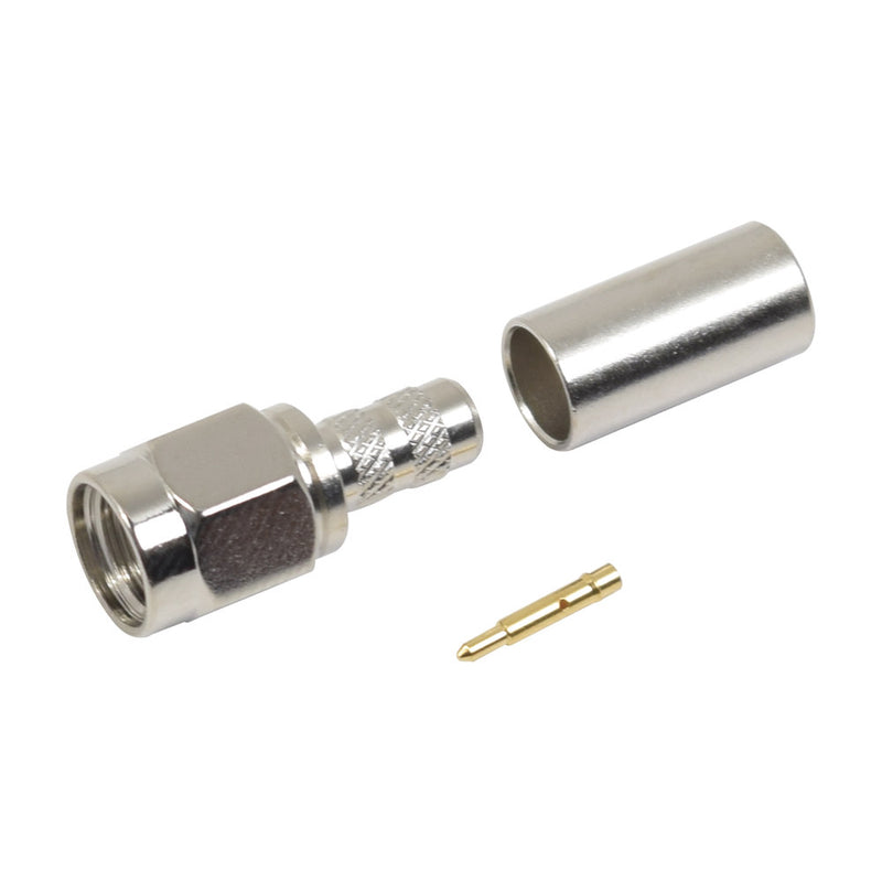 SMA Male Crimp for RG-58/U Cable, Nickel / Gold / PTFE.