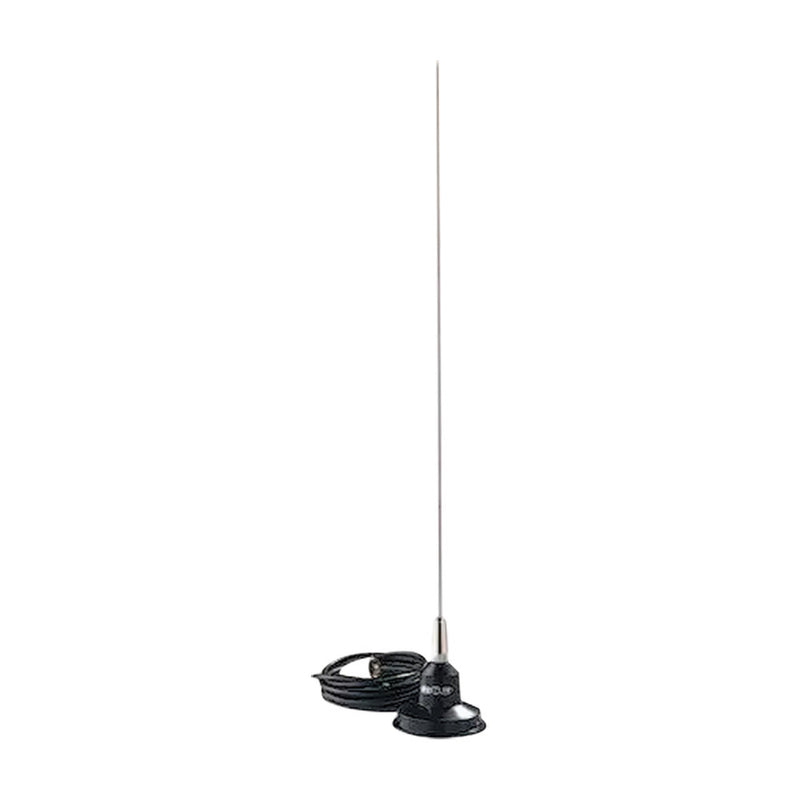 VHF Mobile Antenna, Field Adjustable, 148 - 174 MHz, 3.4 dB gain, 100 W, 4.5 m/RG-58U, UHF Male (PL-259), 49 in. maximum length.