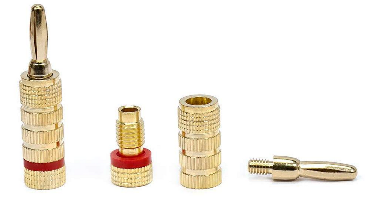 Banana connector for speakers (red color), for professional audio installations (1 piece)