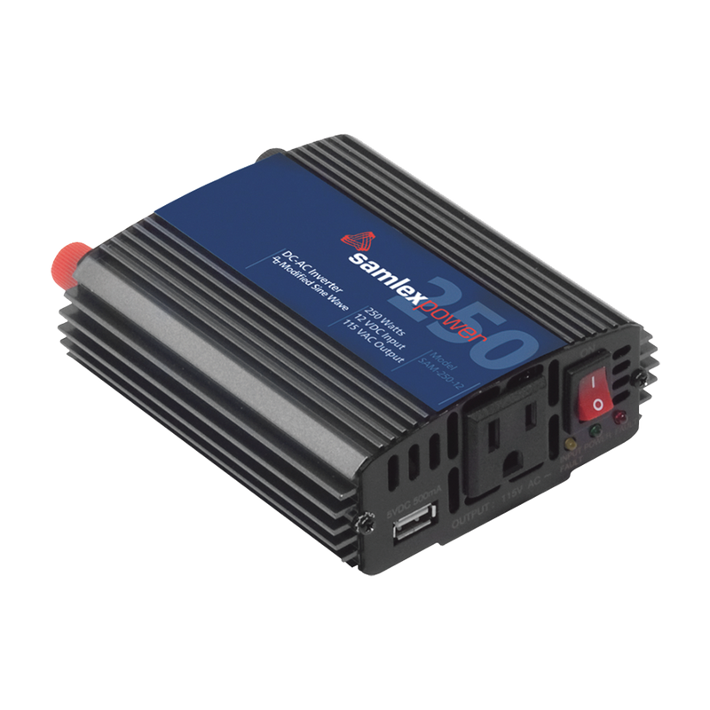 Power Inverter (DC-AC), 250W Nominal Power, Input: 12Vdc, Output: 115Vac 60 Hz